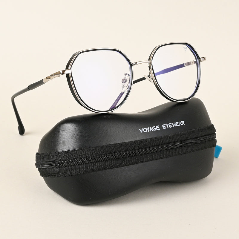 Voyage Silver & Black Square Eyeglasses for Men & Women (TR87305MG4855-C1)