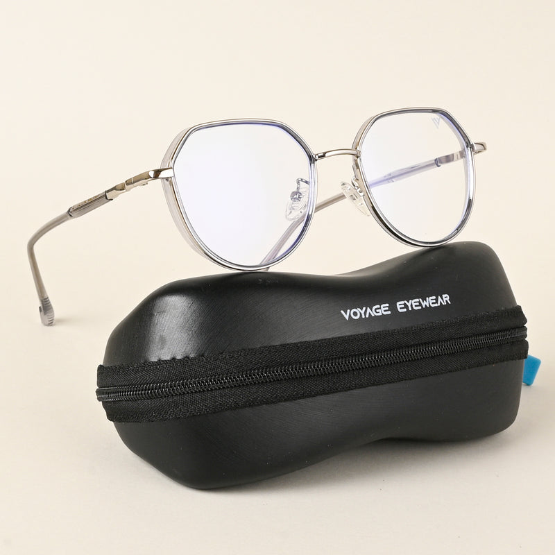 Voyage Silver & Grey Square Eyeglasses for Men & Women (TR87305MG4858-C4)