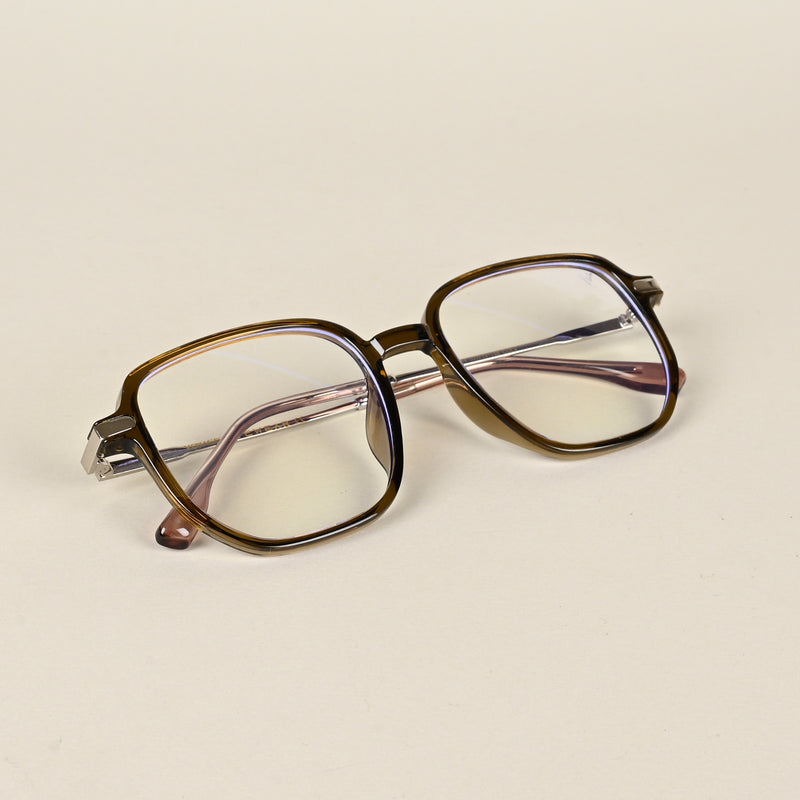 Voyage Transparent Brown Square Eyeglasses for Men & Women (TR83054MG4971-C6)