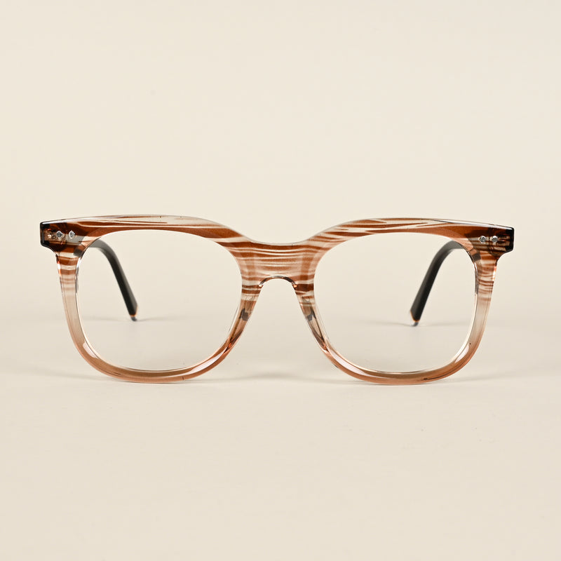 Goeye Brown & Clear Round Eyeglasses for Men & Women (XY31020GE1631-C8)