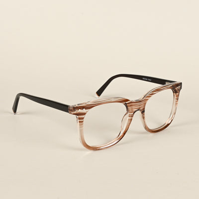 Goeye Brown & Clear Round Eyeglasses for Men & Women (XY31020GE1631-C8)