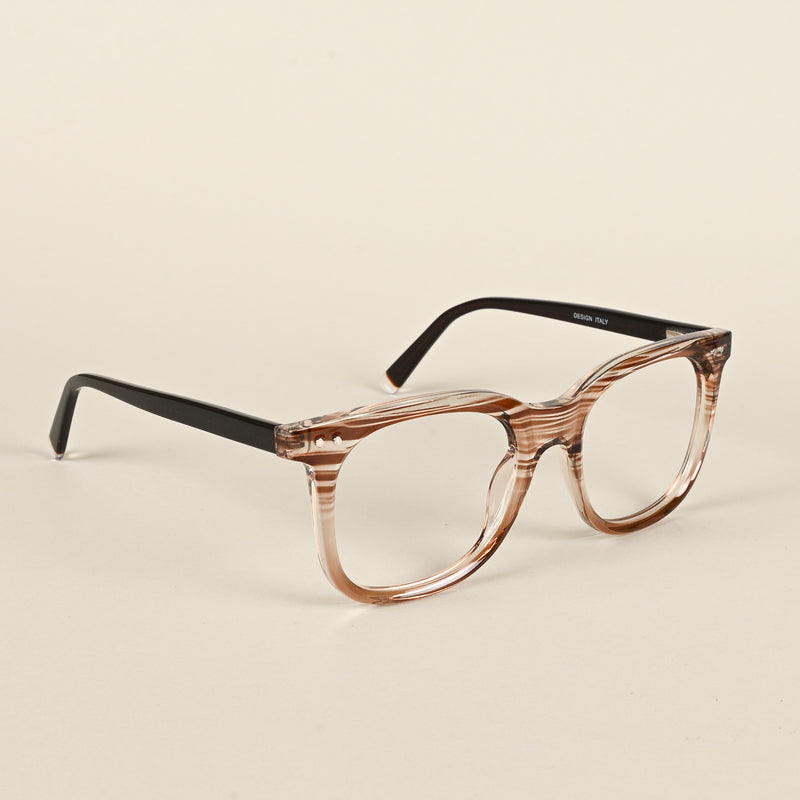 Goeye Brown & Clear Round Eyeglasses for Men & Women (XY31020GE1631-C8)