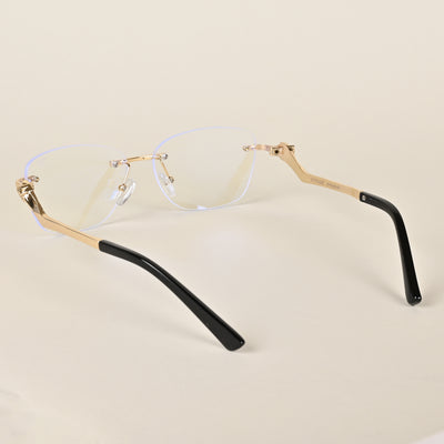 Voyage Golden Square Rimless Eyeglasses for Men & Women (7259MG3930-C1)