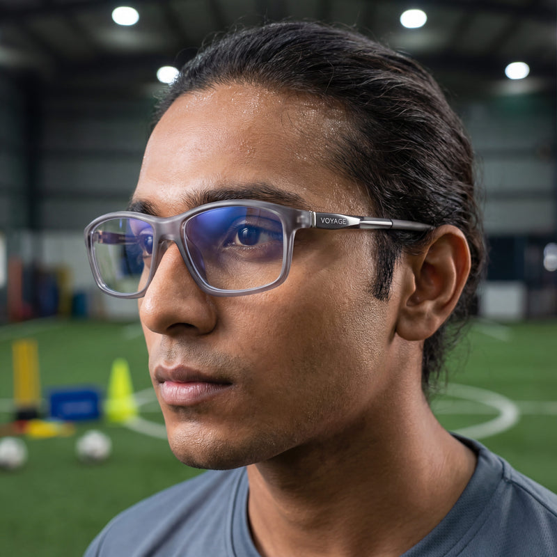 Voyage Striker Grey Rectangle Eyeglasses for Men & Women (52504MG6148-C4)