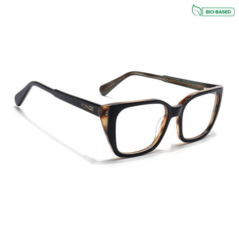 Voyage Glaze Black & Brown Cateye Eyeglasses for Women (FPK26001FMG8079)