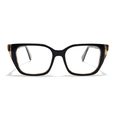 Voyage Glaze Black & Brown Cateye Eyeglasses for Women (FPK26001FMG8079)