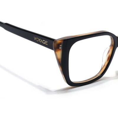 Voyage Glaze Black & Brown Cateye Eyeglasses for Women (FPK26001FMG8079)