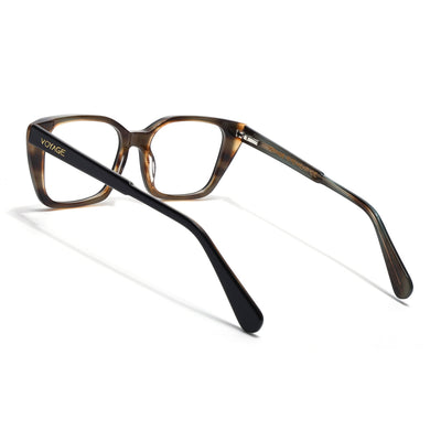 Voyage Glaze Black & Brown Cateye Eyeglasses for Women (FPK26001FMG8079)
