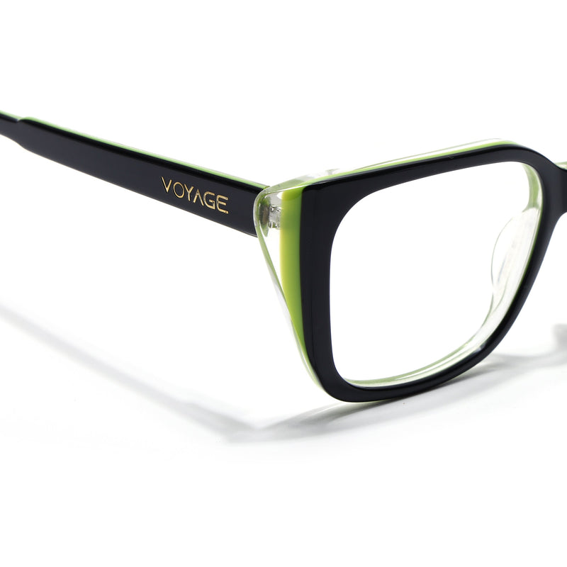 Voyage Glaze Black & Green Cateye Eyeglasses for Women (FPK26001FMG8081)