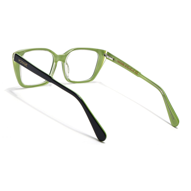 Voyage Glaze Black & Green Cateye Eyeglasses for Women (FPK26001FMG8081)
