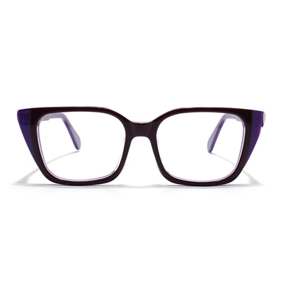Voyage Glaze Black & Purple Cateye Eyeglasses for Women (FPK26001FMG8082)