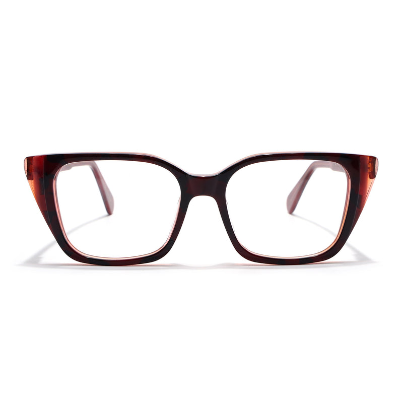 Voyage Glaze Black & Red Cateye Eyeglasses for Women (FPK26001FMG8083)