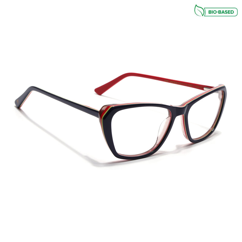 Voyage Glaze Blue & Red Cateye Eyeglasses for Women (FPK26002FMG8103)