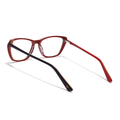 Voyage Glaze Blue & Red Cateye Eyeglasses for Women (FPK26002FMG8103)