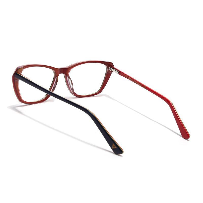 Voyage Glaze Blue & Red Cateye Eyeglasses for Women (FPK26002FMG8103)