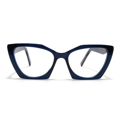 Voyage Glaze Blue Cateye Eyeglasses for Women (FPK26004FMG8144)