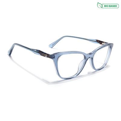 Voyage Glaze Blue Cateye Eyeglasses for Men & Women (FPK26005FMG8084)