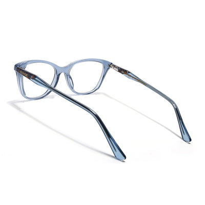 Voyage Glaze Blue Cateye Eyeglasses for Men & Women (FPK26005FMG8084)