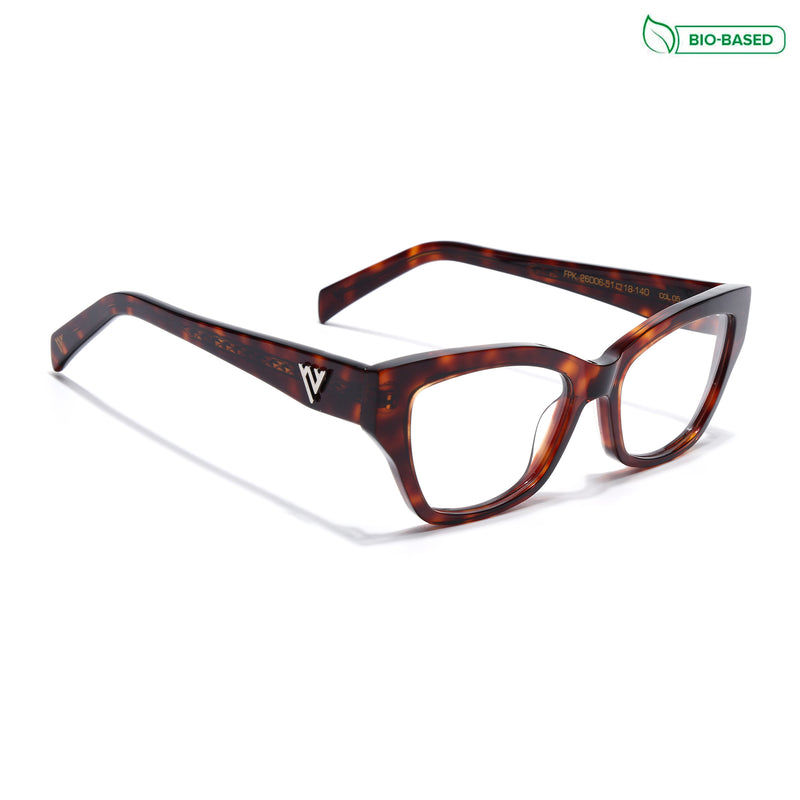 Voyage Glaze Demi Brown Cateye Eyeglasses for Women (FPK26006FMG8133)