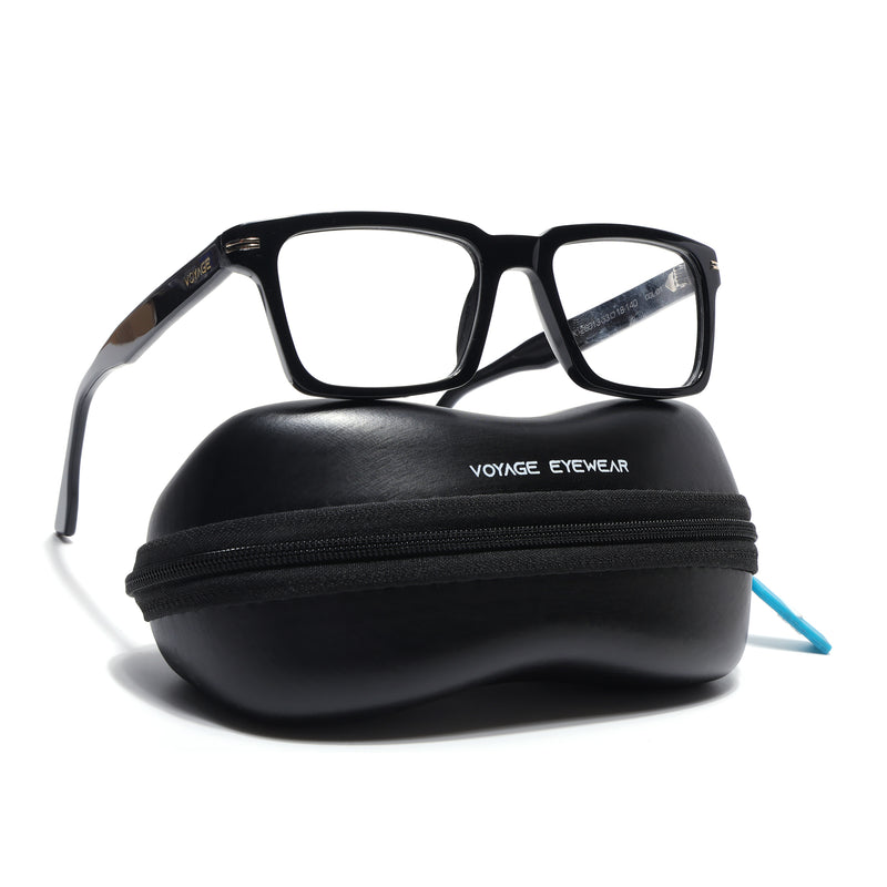 Voyage Glaze Black Rectangle Acetate Eyeglasses for Men & Women (FPK26013FMG8635)