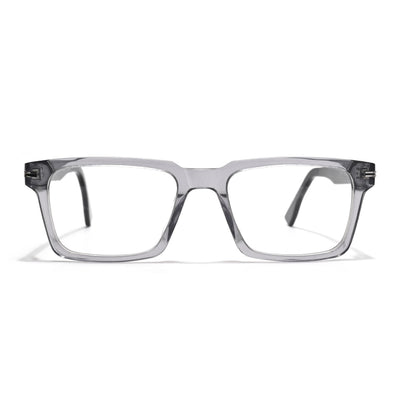 Voyage Glaze Grey Rectangle Acetate Eyeglasses for Men & Women (FPK26013FMG8636)