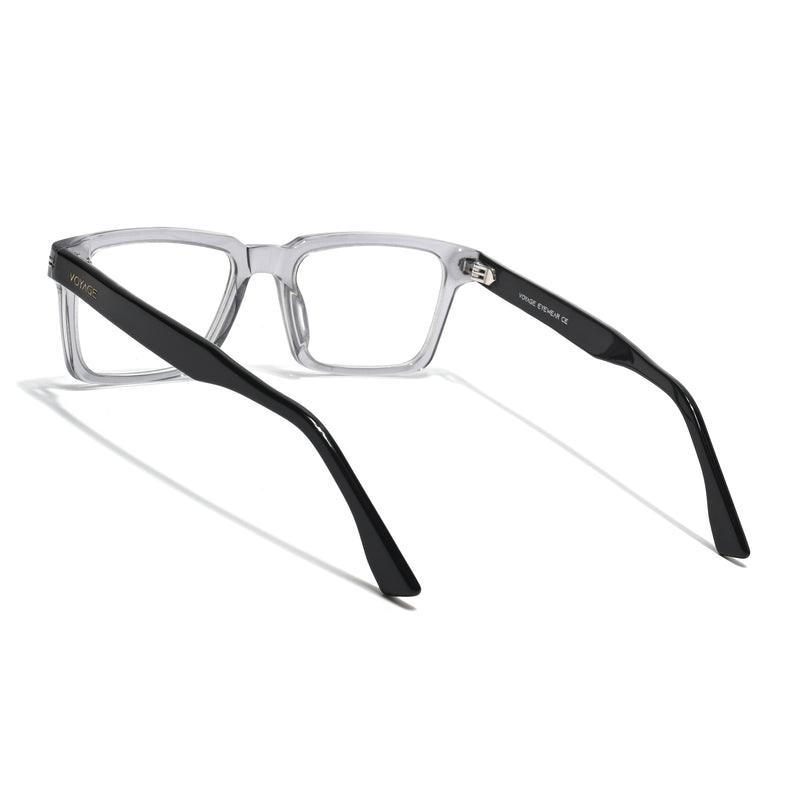 Voyage Glaze Grey Rectangle Acetate Eyeglasses for Men & Women (FPK26013FMG8636)