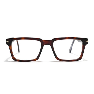 Voyage Glaze Demi Brown Rectangle Acetate Eyeglasses for Men & Women (FPK26013FMG8637)