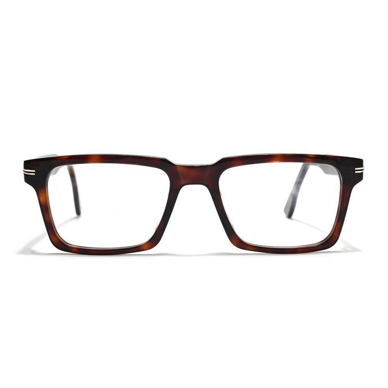 Voyage Glaze Demi Brown Rectangle Acetate Eyeglasses for Men & Women (FPK26013FMG8637)