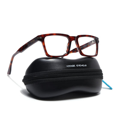 Voyage Glaze Demi Brown Rectangle Acetate Eyeglasses for Men & Women (FPK26013FMG8637)