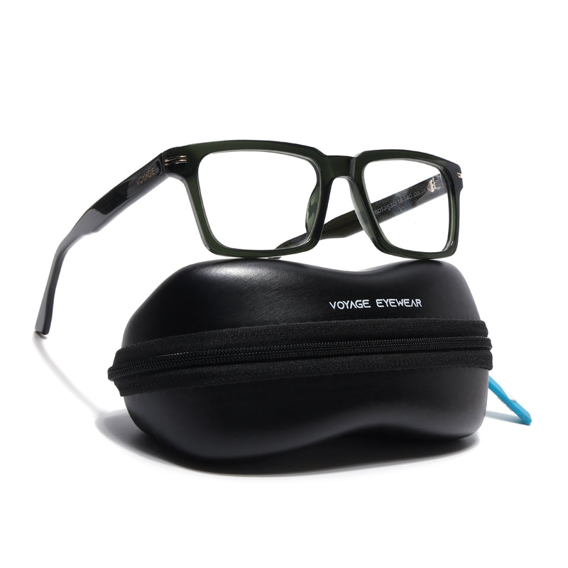 Voyage Glaze Green Rectangle Acetate Eyeglasses for Men & Women (FPK26013FMG8638)