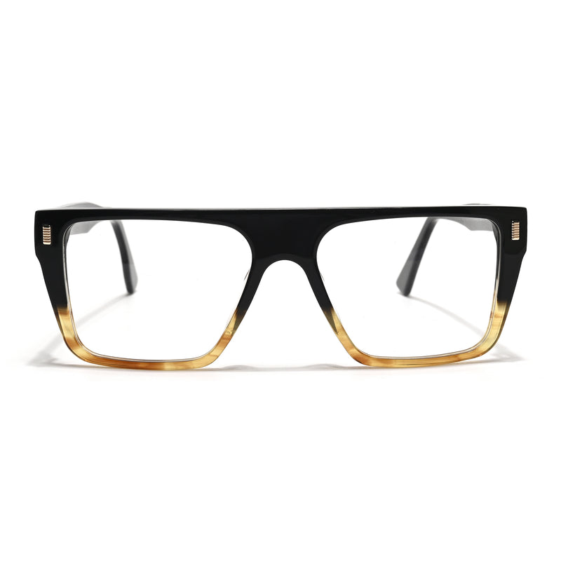Voyage Glaze Black & Yellow Wayfarer Acetate Eyeglasses for Men & Women (FPK26014FMG8645)