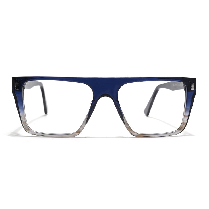 Voyage Glaze Blue & Brown Wayfarer Acetate Eyeglasses for Men & Women (FPK26014FMG8649)