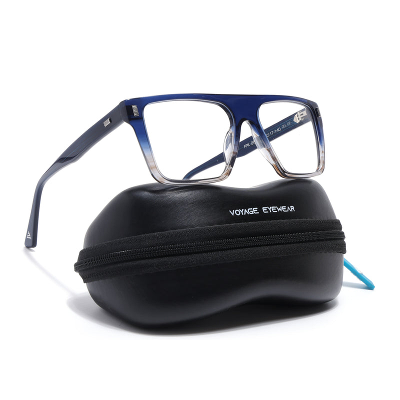 Voyage Glaze Blue & Brown Wayfarer Acetate Eyeglasses for Men & Women (FPK26014FMG8649)