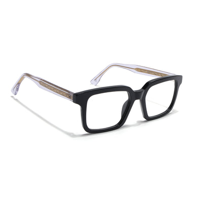 Voyage Glaze Black Square Acetate Eyeglasses for Men & Women (FPK26015FMG8655)