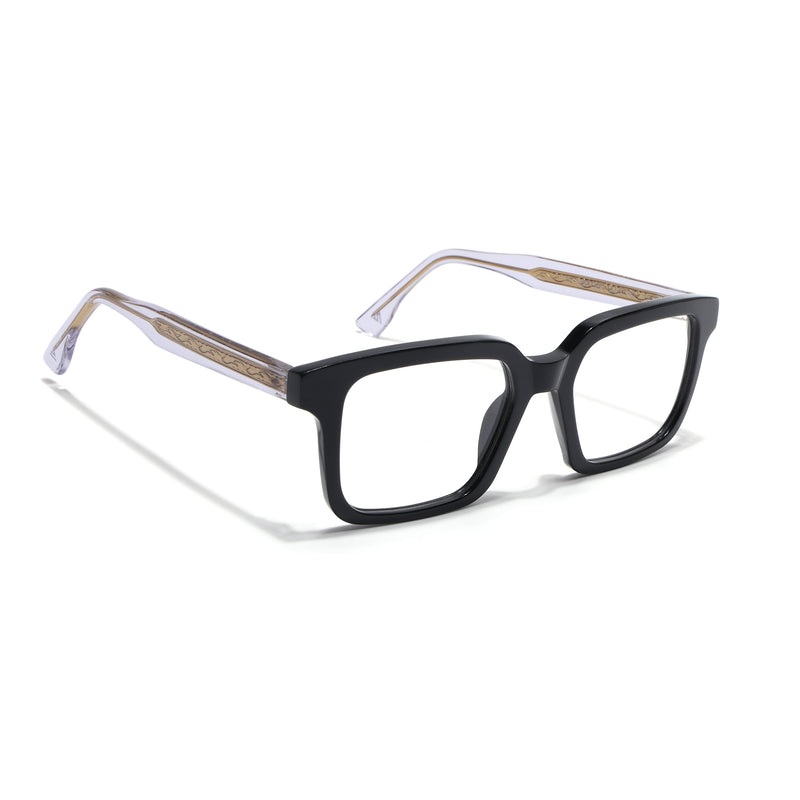 Voyage Glaze Black Square Acetate Eyeglasses for Men & Women (FPK26015FMG8655)