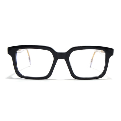 Voyage Glaze Black Square Acetate Eyeglasses for Men & Women (FPK26015FMG8655)