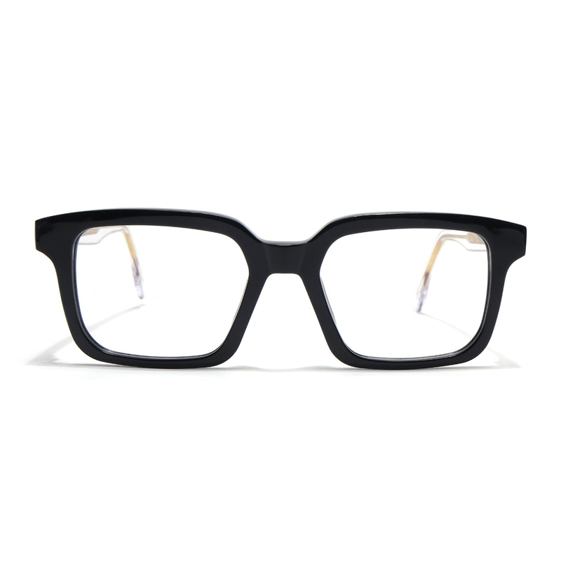 Voyage Glaze Black Square Acetate Eyeglasses for Men & Women (FPK26015FMG8655)