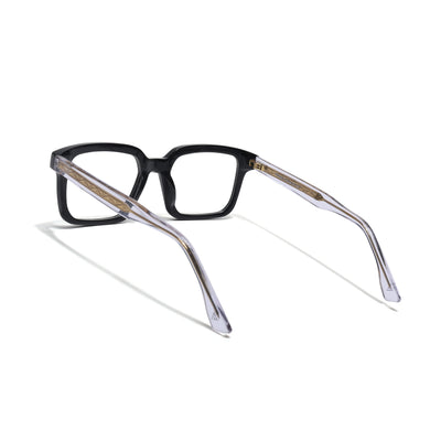 Voyage Glaze Black Square Acetate Eyeglasses for Men & Women (FPK26015FMG8655)