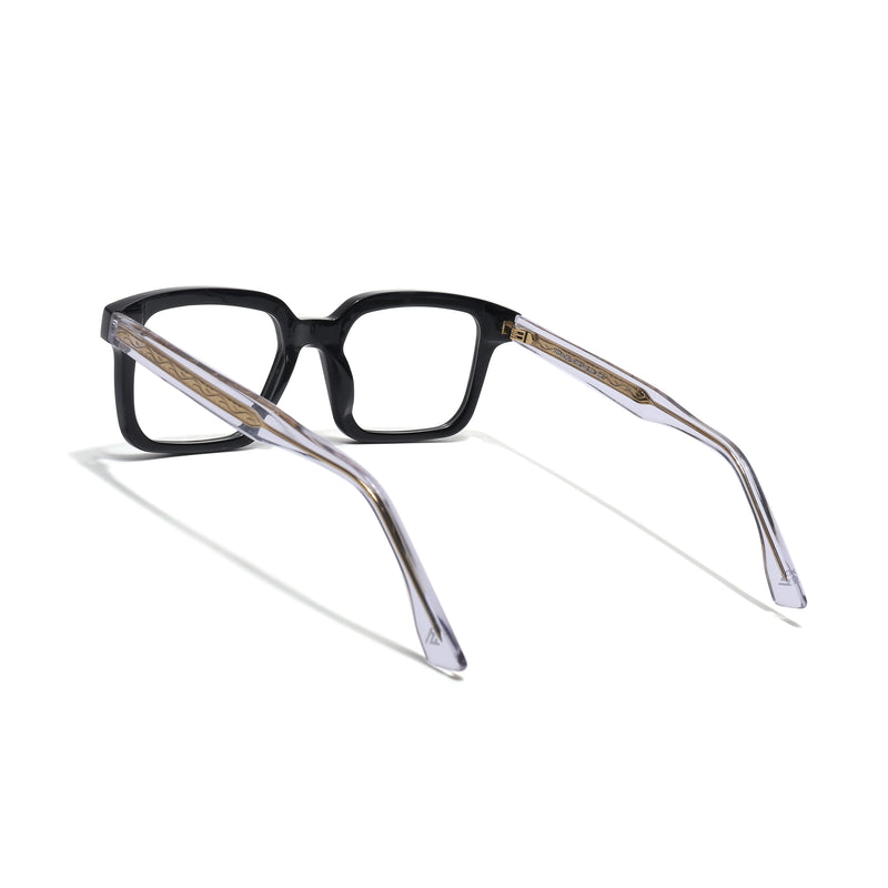 Voyage Glaze Black Square Acetate Eyeglasses for Men & Women (FPK26015FMG8655)