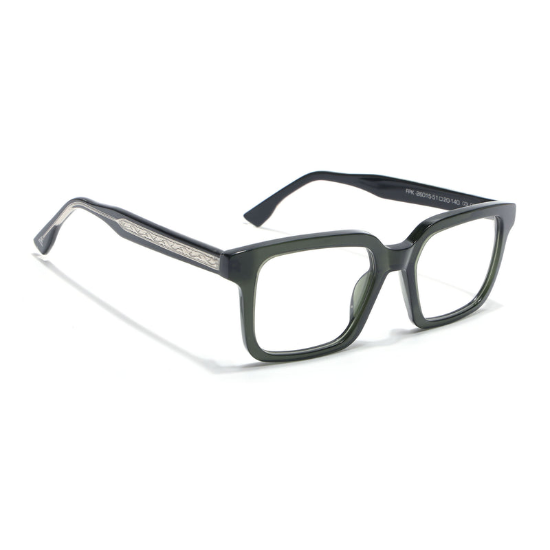 Voyage Glaze Green Square Acetate Eyeglasses for Men & Women (FPK26015FMG8658)