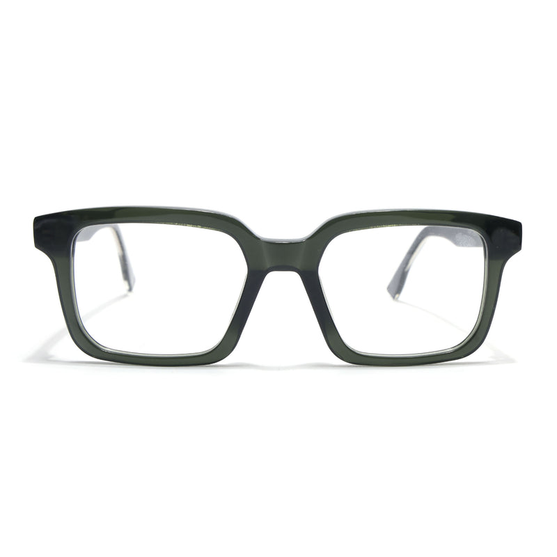 Voyage Glaze Green Square Acetate Eyeglasses for Men & Women (FPK26015FMG8658)