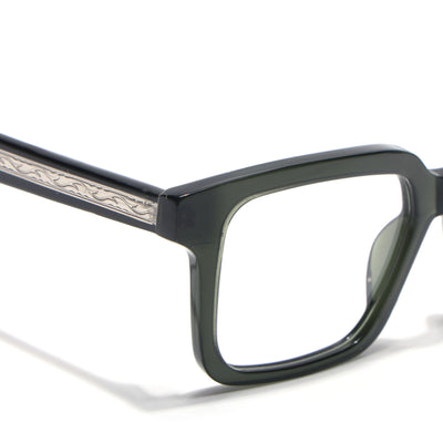 Voyage Glaze Green Square Acetate Eyeglasses for Men & Women (FPK26015FMG8658)