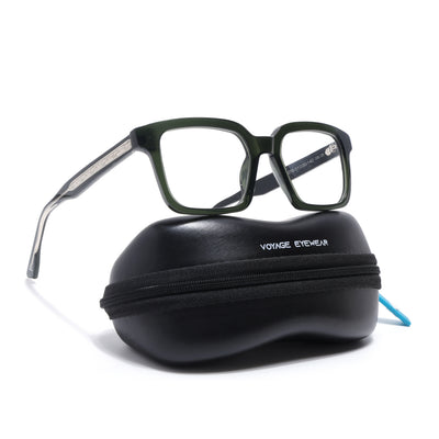 Voyage Glaze Green Square Acetate Eyeglasses for Men & Women (FPK26015FMG8658)