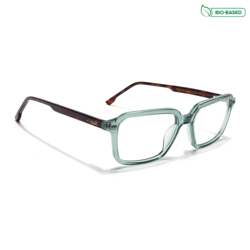 Voyage Glaze Green Rectangle Eyeglasses for Men & Women (FPK26016FMG8098)