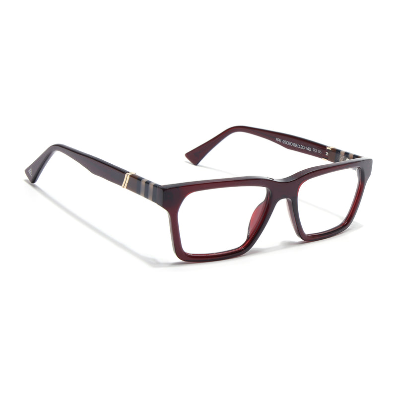 Voyage Glaze Wine Rectangle Acetate Eyeglasses for Men & Women (FPK26020FMG8682)