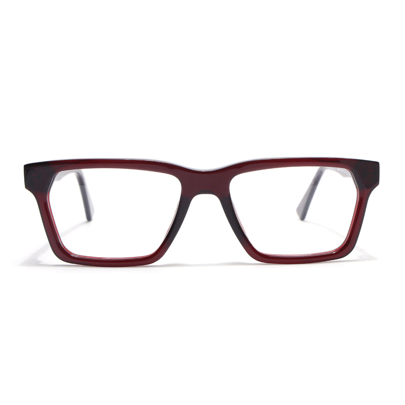 Voyage Glaze Wine Rectangle Acetate Eyeglasses for Men & Women (FPK26020FMG8682)