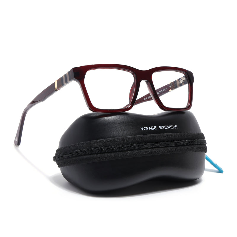 Voyage Glaze Wine Rectangle Acetate Eyeglasses for Men & Women (FPK26020FMG8682)
