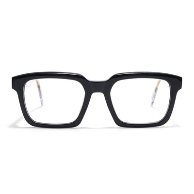 Voyage Glaze Black Square Acetate Eyeglasses for Men & Women (FPK26021FMG8660)