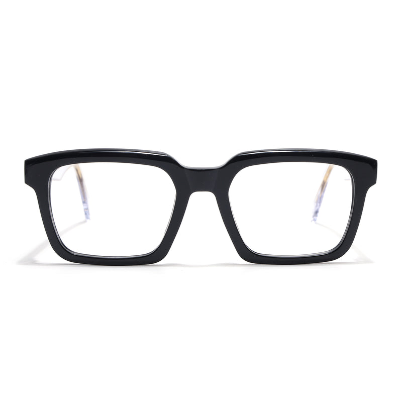 Voyage Glaze Black Square Acetate Eyeglasses for Men & Women (FPK26021FMG8660)