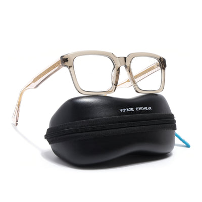 Voyage Glaze Brown Square Acetate Eyeglasses for Men & Women (FPK26021FMG8662)